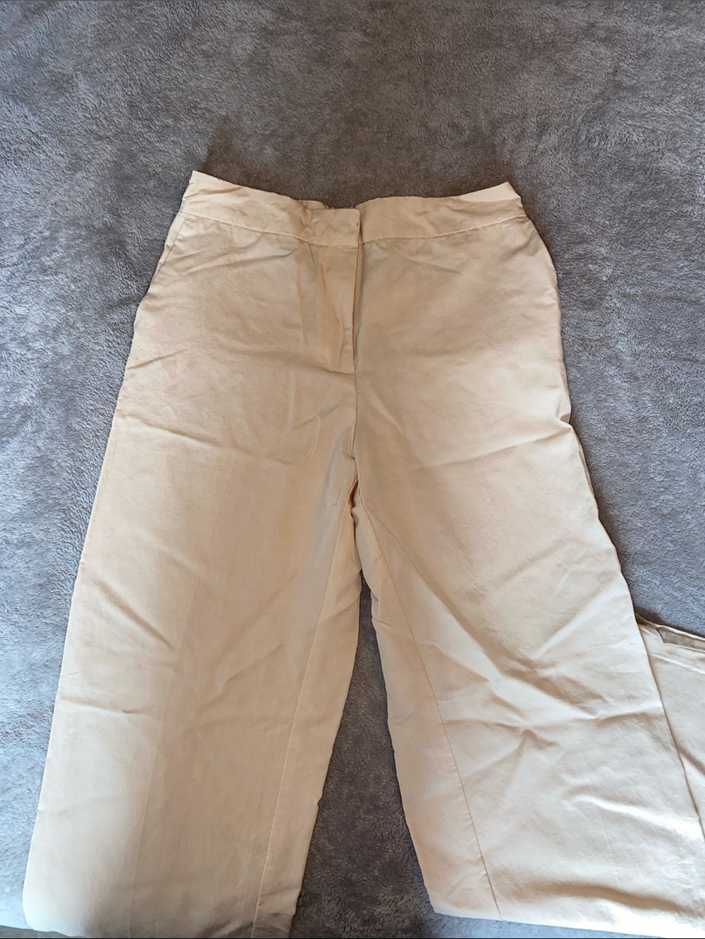 Zara Women’s Cream Straight Leg Trousers With Elasticated Waist